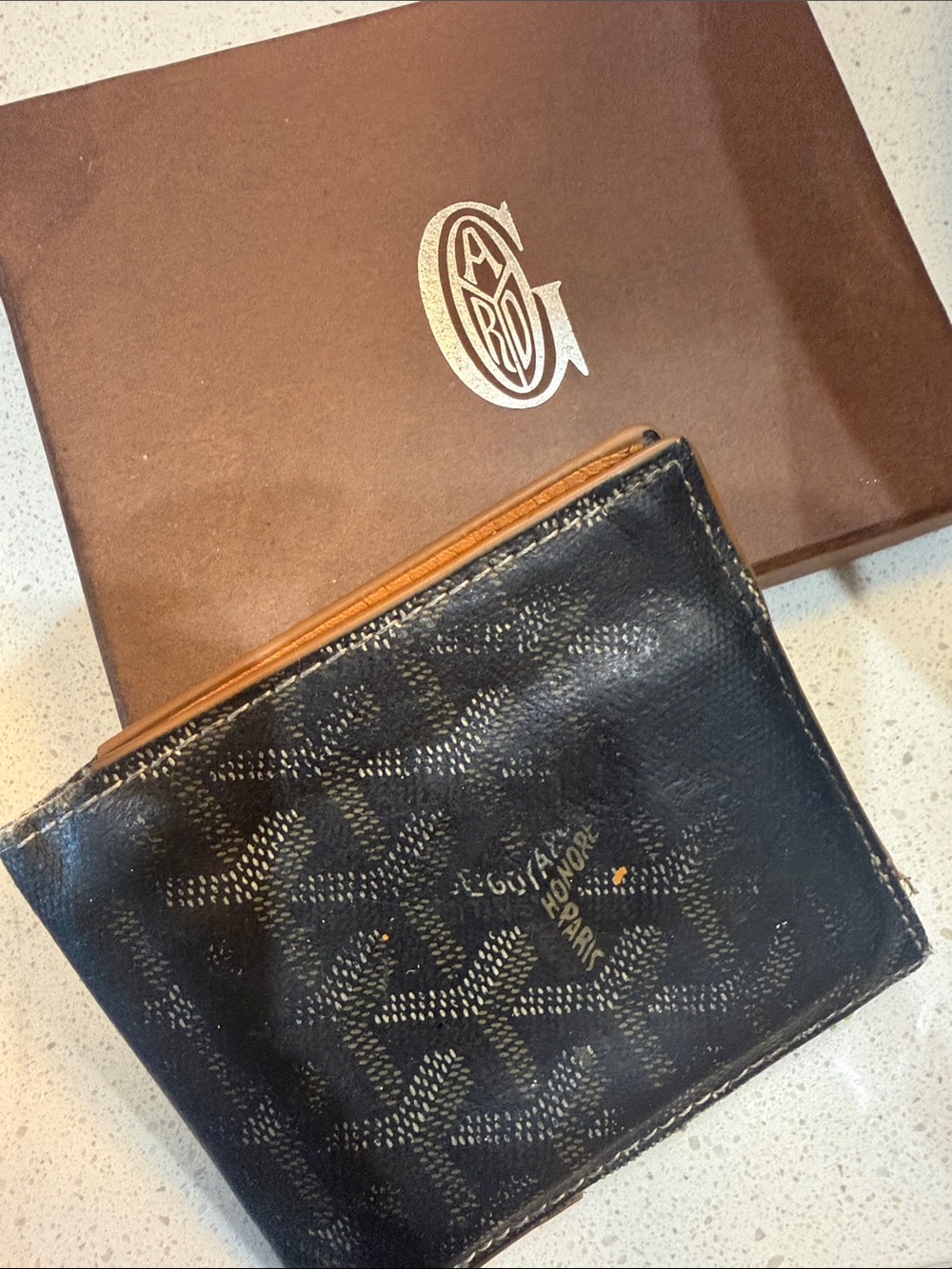 Goyard Black and Tan Canvas Bi-Fold Card Holder